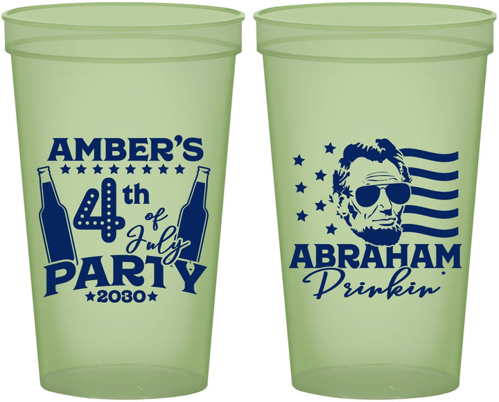 Custom 4th Of July 22 oz Glow In The Dark Cups - Abraham Drinkin | 220037