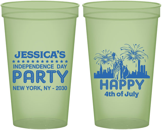 Custom 4th Of July 22 oz Glow In The Dark Cups - New York | 220039