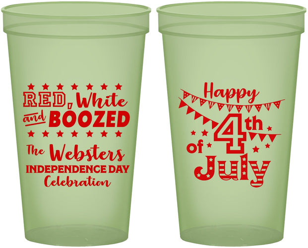 Custom 4th Of July 22 oz Glow In The Dark Cups - Red White Booze | 220042