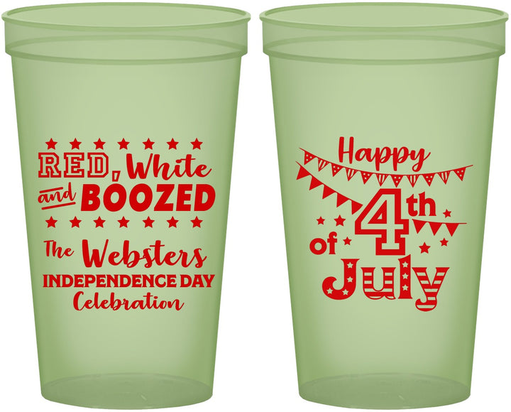 Custom 4th Of July 22 oz Glow In The Dark Cups - Red White Booze | 220042