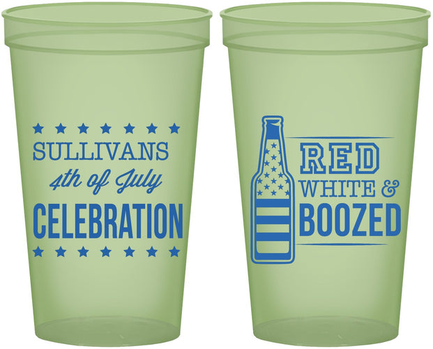 Custom 4th Of July 22 oz Glow In The Dark Cups - Red White Booze | 220043