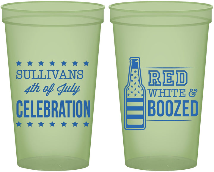 Custom 4th Of July 22 oz Glow In The Dark Cups - Red White Booze | 220043
