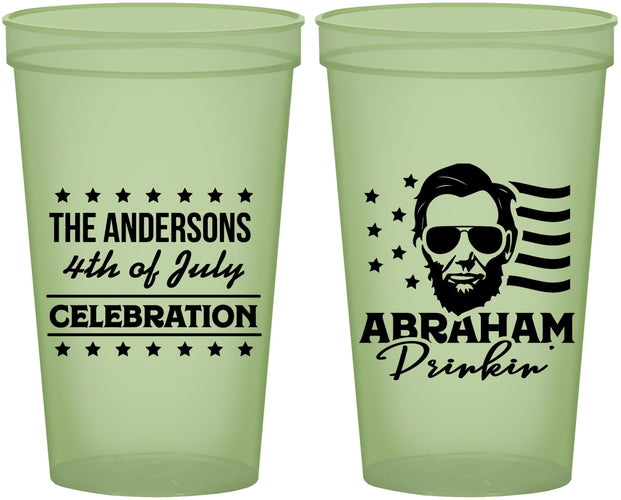 Custom 4th Of July 22 oz Glow In The Dark Cups - Abraham Drinkin | 220044