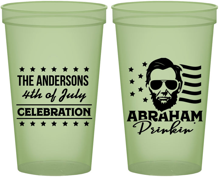 Custom 4th Of July 22 oz Glow In The Dark Cups - Abraham Drinkin | 220044