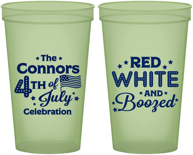 Custom 4th Of July 22 oz Glow In The Dark Cups - Red White Booze | 220045
