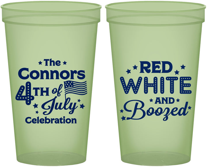 Custom 4th Of July 22 oz Glow In The Dark Cups - Red White Booze | 220045