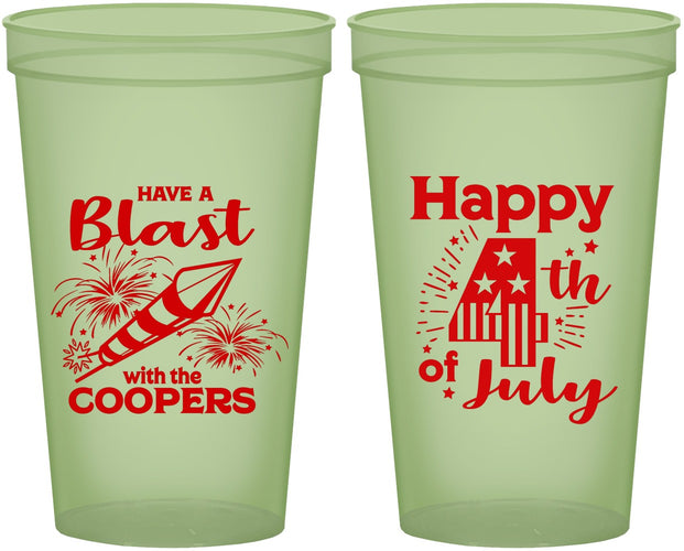 Custom 4th Of July 22 oz Glow In The Dark Cups - Fireworks | 220046