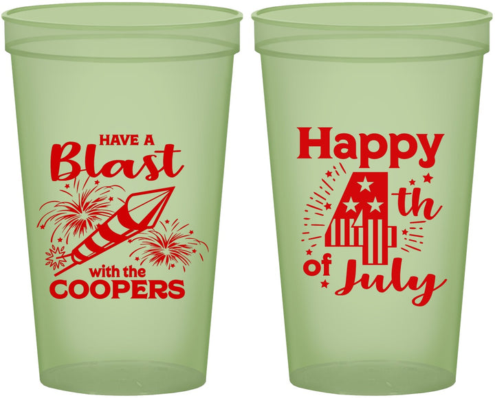 Custom 4th Of July 22 oz Glow In The Dark Cups - Fireworks | 220046