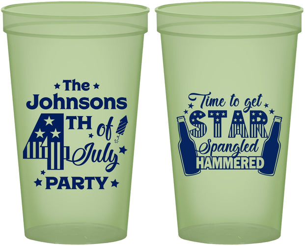 Custom 4th Of July 22 oz Glow In The Dark Cups - Star Spangled Hammered | 220049