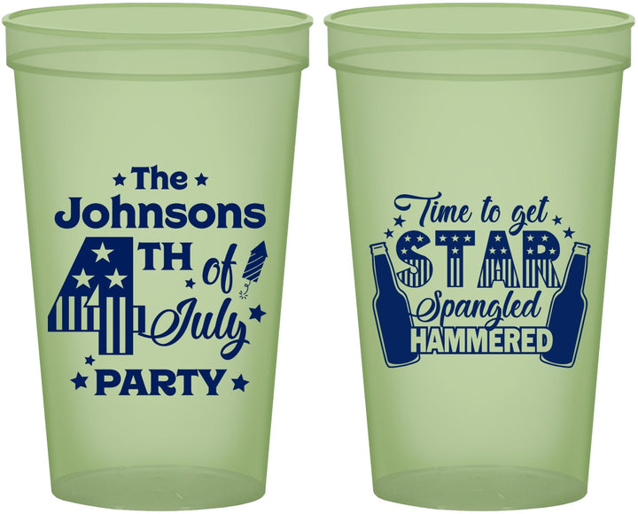 Custom 4th Of July 22 oz Glow In The Dark Cups - Star Spangled Hammered | 220049