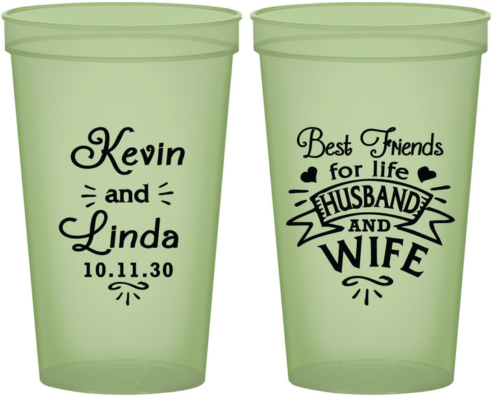 Custom Wedding 22 oz Glow In The Dark Cups - Best Friends | 221