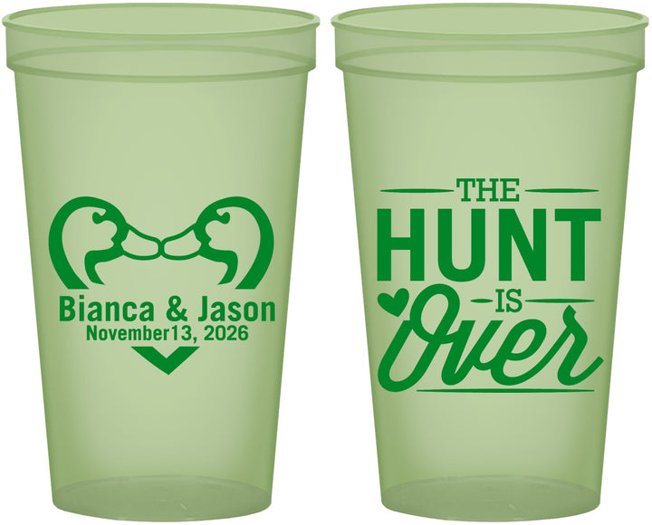 Custom Wedding 22 oz Glow In The Dark Cups - The Hunt Is Over Duck | 227