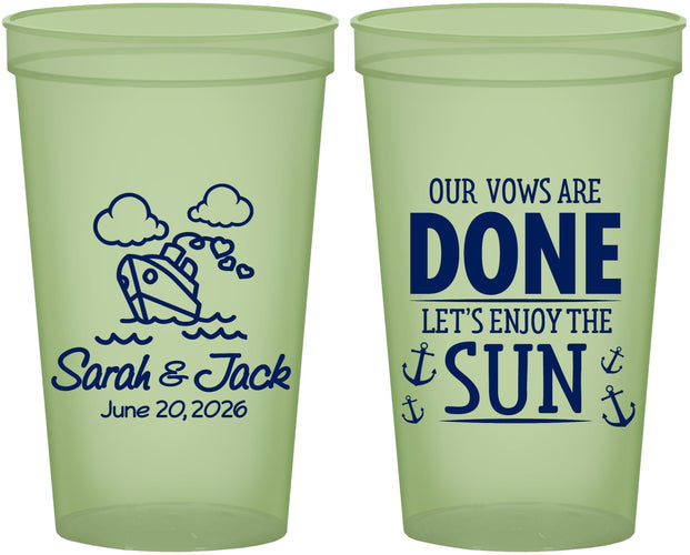 Custom Wedding 22 oz Glow In The Dark Cups - Vows Are Done Cruise | 229