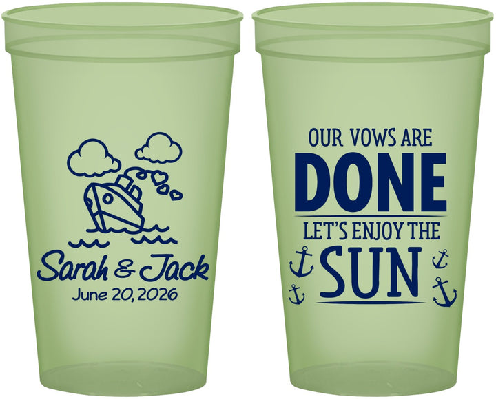 Custom Wedding 22 oz Glow In The Dark Cups - Vows Are Done Cruise | 229