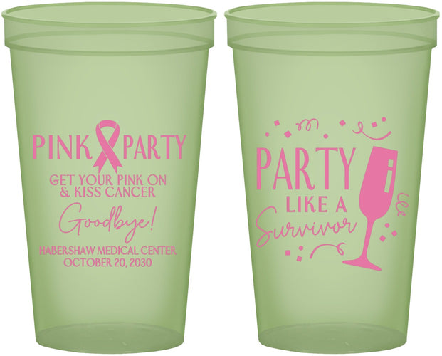 Custom Awareness 22 oz Glow In The Dark Cups - Pink Party | 230000