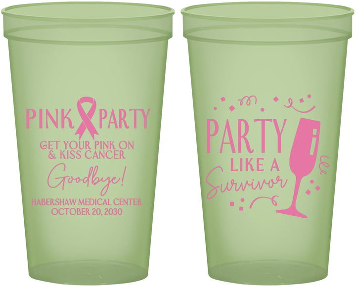 Custom Awareness 22 oz Glow In The Dark Cups - Pink Party | 230000