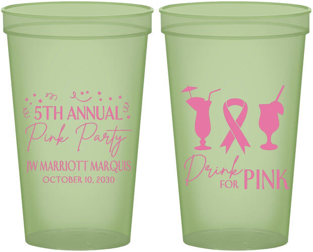 Custom Awareness 22 oz Glow In The Dark Cups - Drink For Pink | 230001