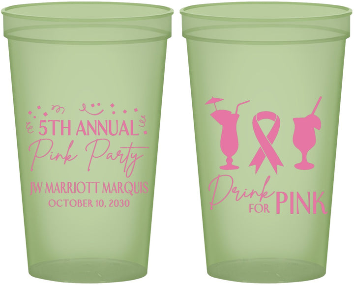 Custom Awareness 22 oz Glow In The Dark Cups - Drink For Pink | 230001