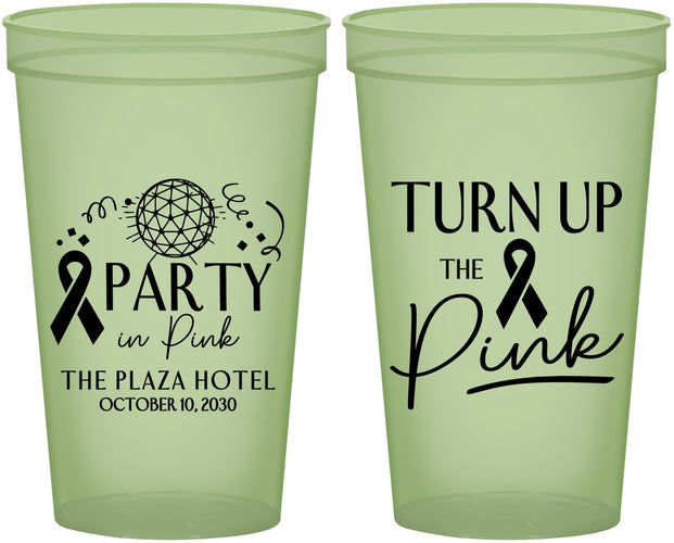 Custom Awareness 22 oz Glow In The Dark Cups - Party In Pink | 230002