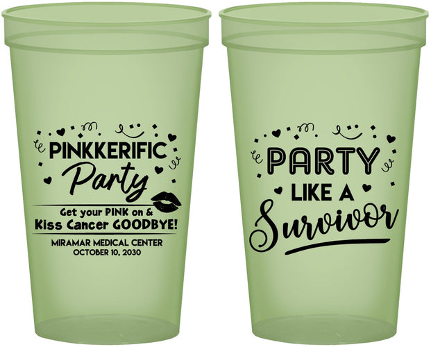 Custom Awareness 22 oz Glow In The Dark Cups - Party Like A Survivor | 230003