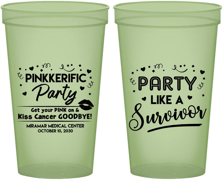 Custom Awareness 22 oz Glow In The Dark Cups - Party Like A Survivor | 230003