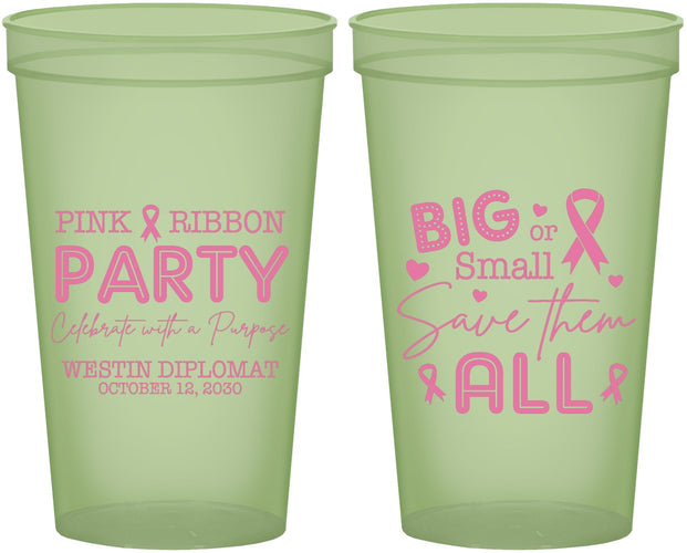 Custom Awareness 22 oz Glow In The Dark Cups - Pink Ribbon | 230004