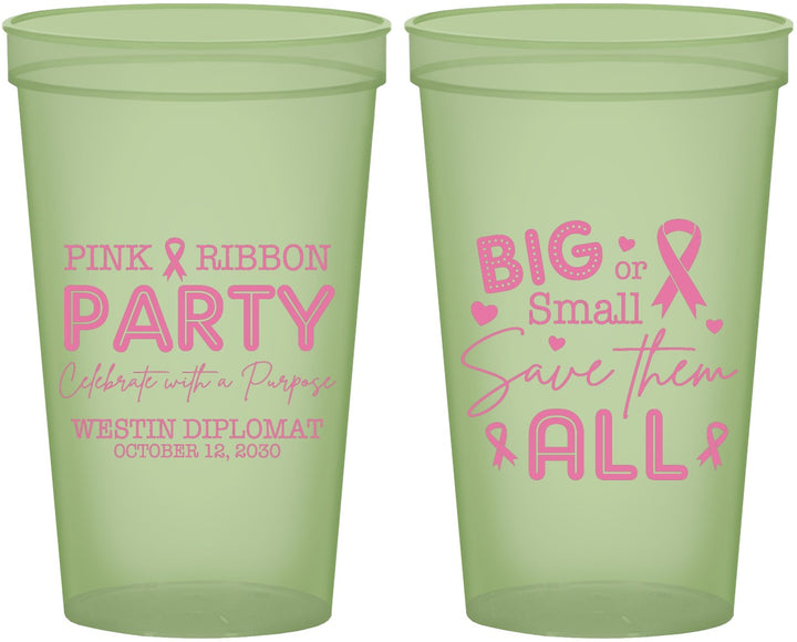 Custom Awareness 22 oz Glow In The Dark Cups - Pink Ribbon | 230004