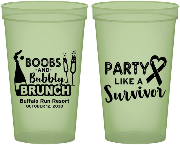 Custom Awareness 22 oz Glow In The Dark Cups - Party Like A Survivor | 230006