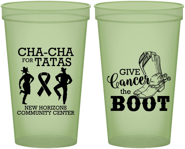 Custom Awareness 22 oz Glow In The Dark Cups - Give Cancer A Boot | 230011
