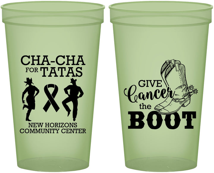 Custom Awareness 22 oz Glow In The Dark Cups - Give Cancer A Boot | 230011