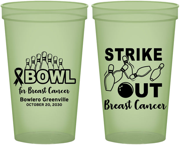 Custom Awareness 22 oz Glow In The Dark Cups - Bowling Strike Out | 230015