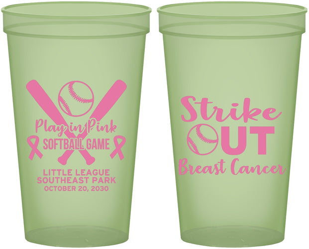 Custom Awareness 22 oz Glow In The Dark Cups - Baseball Strick Out | 230016
