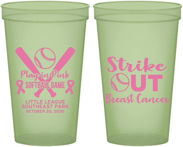 Custom Awareness 22 oz Glow In The Dark Cups - Baseball Strick Out | 230016