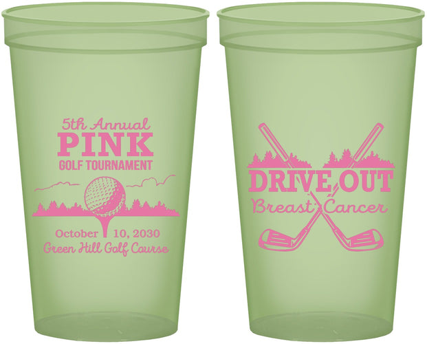 Custom Awareness 22 oz Glow In The Dark Cups - Gold Drive Out | 230017