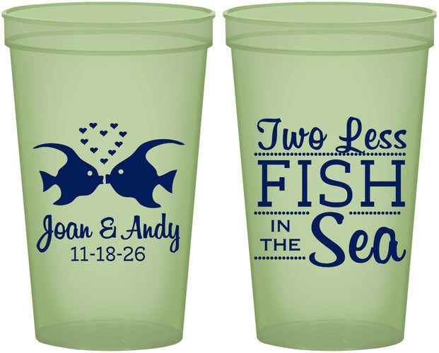 Custom Wedding 22 oz Glow In The Dark Cups - Two Less Fish In The Sea | 231