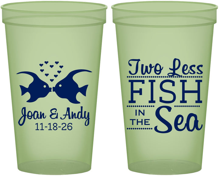 Custom Wedding 22 oz Glow In The Dark Cups - Two Less Fish In The Sea | 231