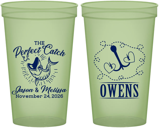 Custom Wedding 22 oz Glow In The Dark Cups - The Perfect Catch | 232