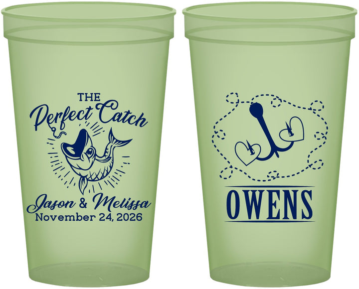 Custom Wedding 22 oz Glow In The Dark Cups - The Perfect Catch | 232