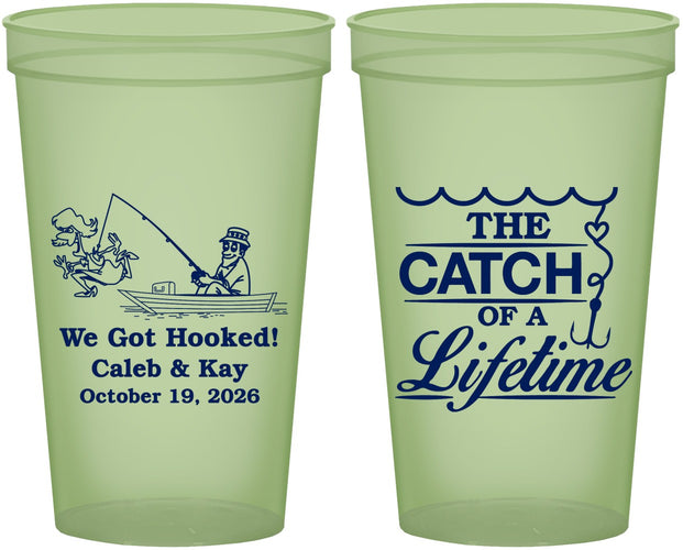 Custom Wedding 22 oz Glow In The Dark Cups - Catch Of A Lifetime | 234