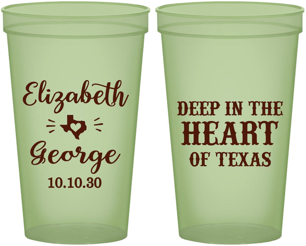 Custom Wedding 22 oz Glow In The Dark Cups - Deep In The Heart Of Texas | 237
