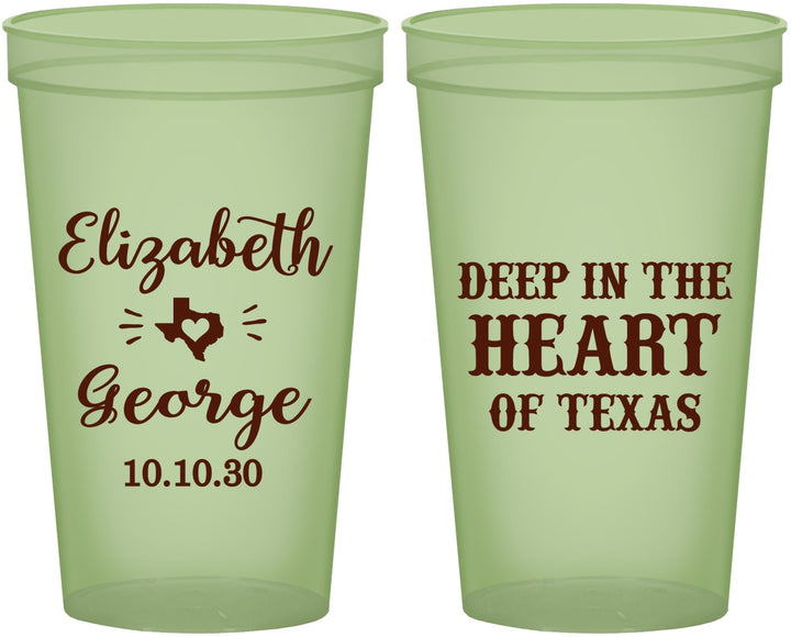 Custom Wedding 22 oz Glow In The Dark Cups - Deep In The Heart Of Texas | 237
