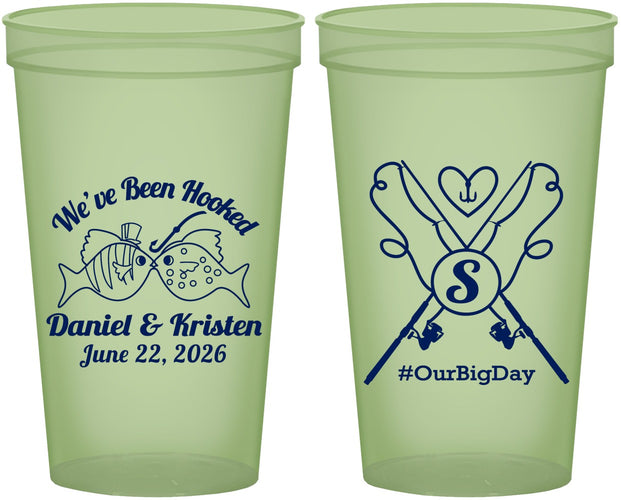 Custom Wedding 22 oz Glow In The Dark Cups - Been Hooked Fishing | 238