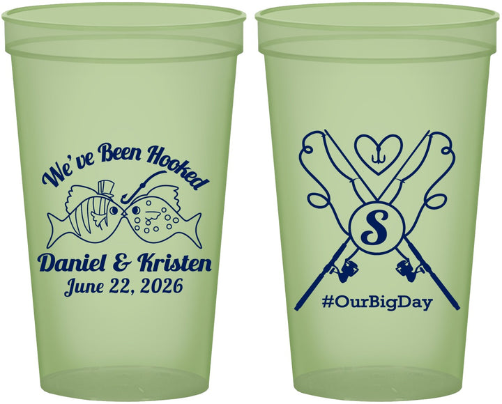 Custom Wedding 22 oz Glow In The Dark Cups - Been Hooked Fishing | 238