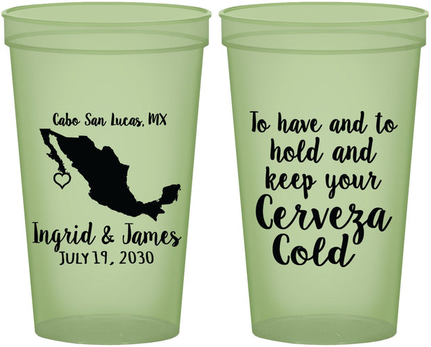 Custom Wedding 22 oz Glow In The Dark Cups - Cerveza Mexico | 240