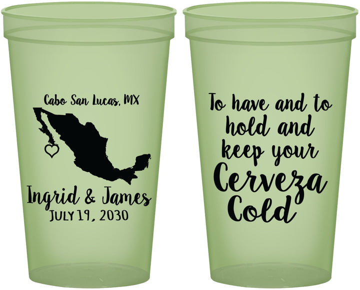 Custom Wedding 22 oz Glow In The Dark Cups - Cerveza Mexico | 240