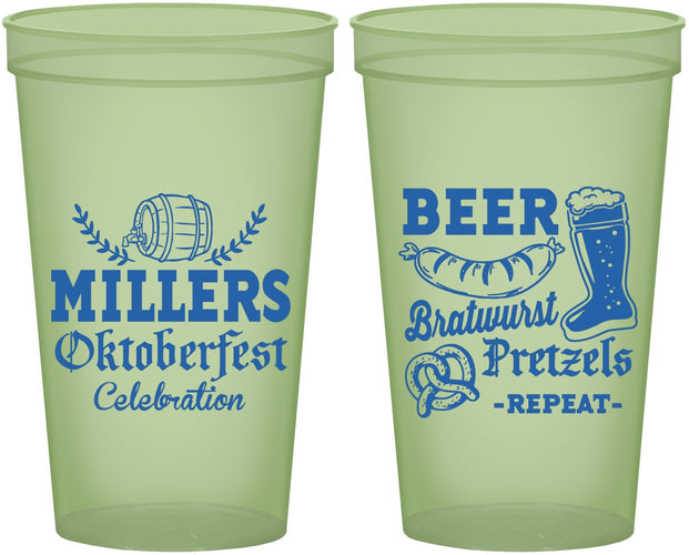 Custom Oktoberfest 22 oz Glow In The Dark Cups - Bratwurst Pretzels | 240007