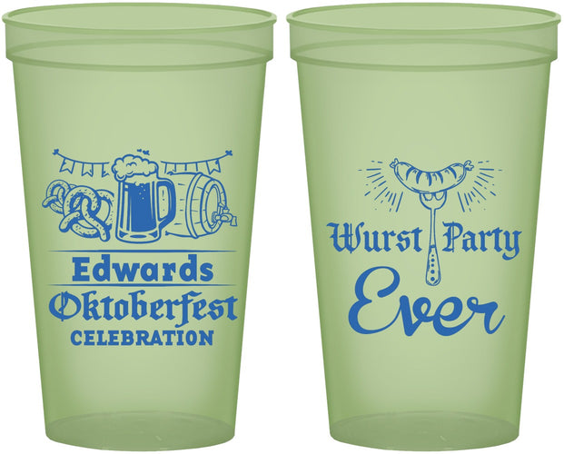 Custom Oktoberfest 22 oz Glow In The Dark Cups - Wurst Party Ever | 240008
