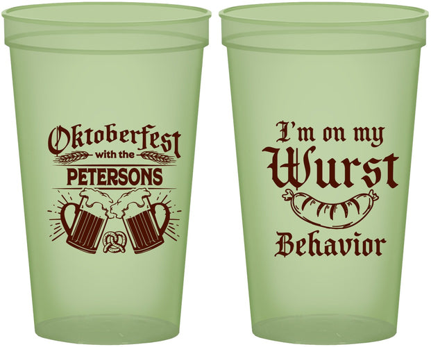 Custom Oktoberfest 22 oz Glow In The Dark Cups - Wurst Behavior | 240010