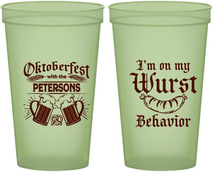 Custom Oktoberfest 22 oz Glow In The Dark Cups - Wurst Behavior | 240010