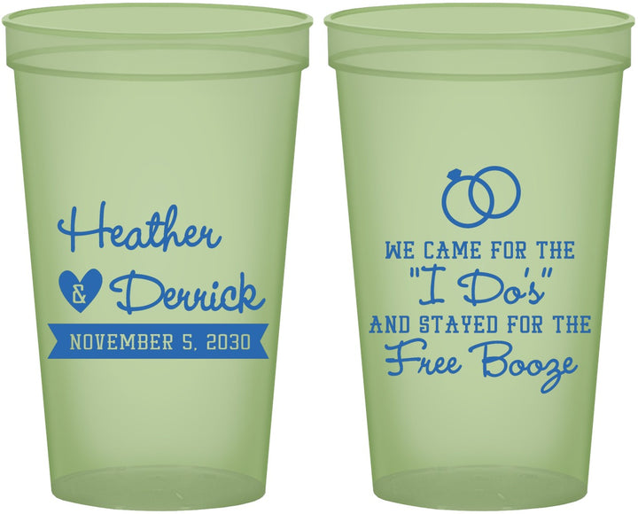 Custom Wedding 22 oz Glow In The Dark Cups - I Do Free Booze | 243
